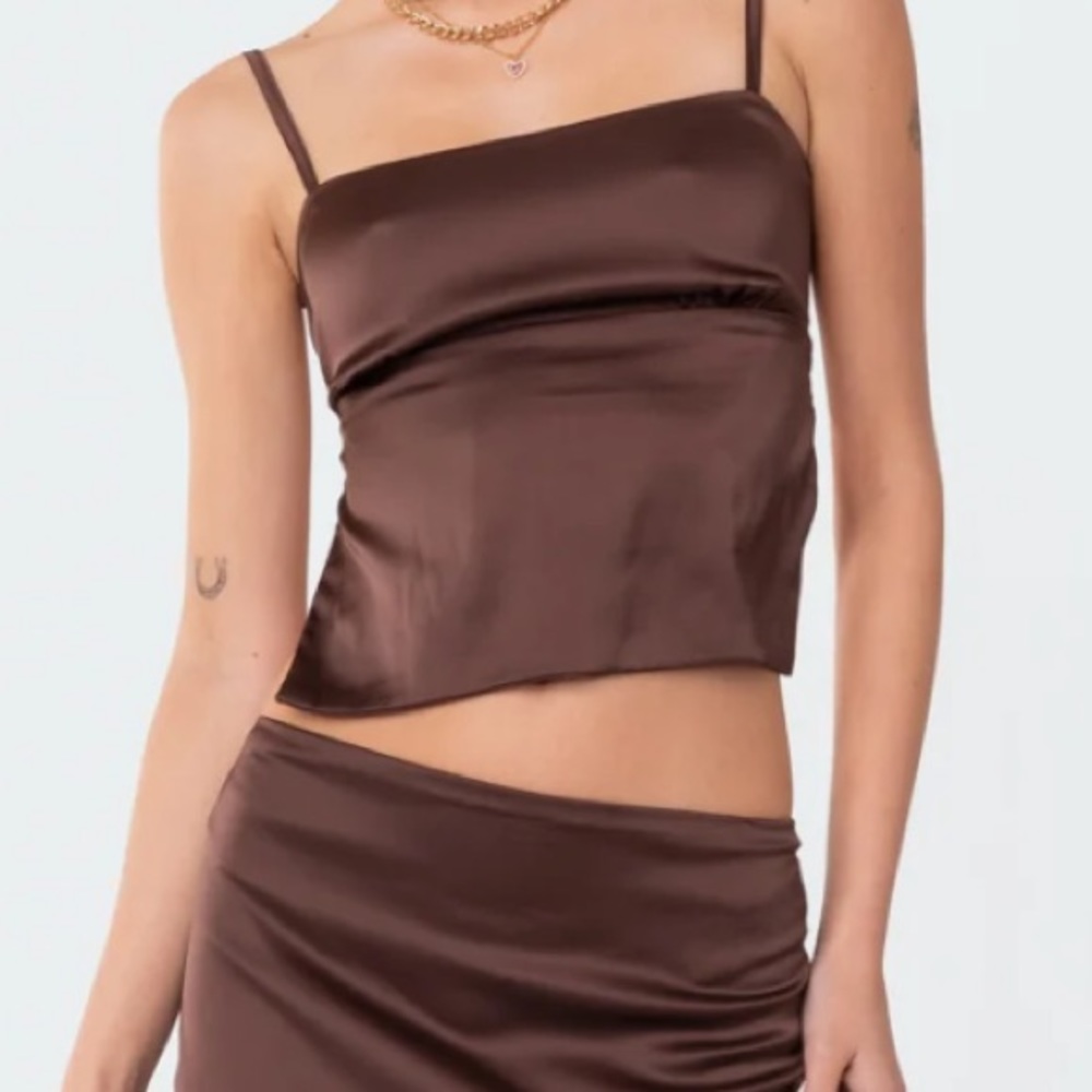 Edikted open back satin top medium